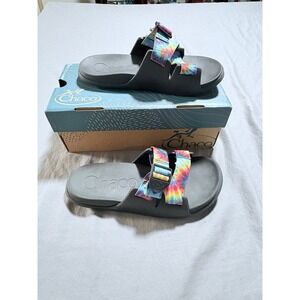 Chaco Chillos Slide Sandal Womens 8 Dark Tie Dye Noir JCH108782 Black Multi